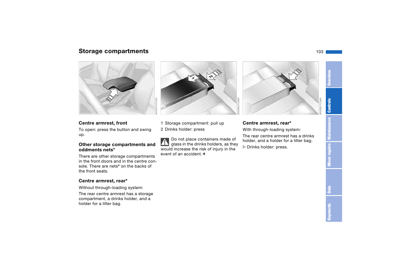 Storage compartments | BMW AG User Manual | Page 103 / 186