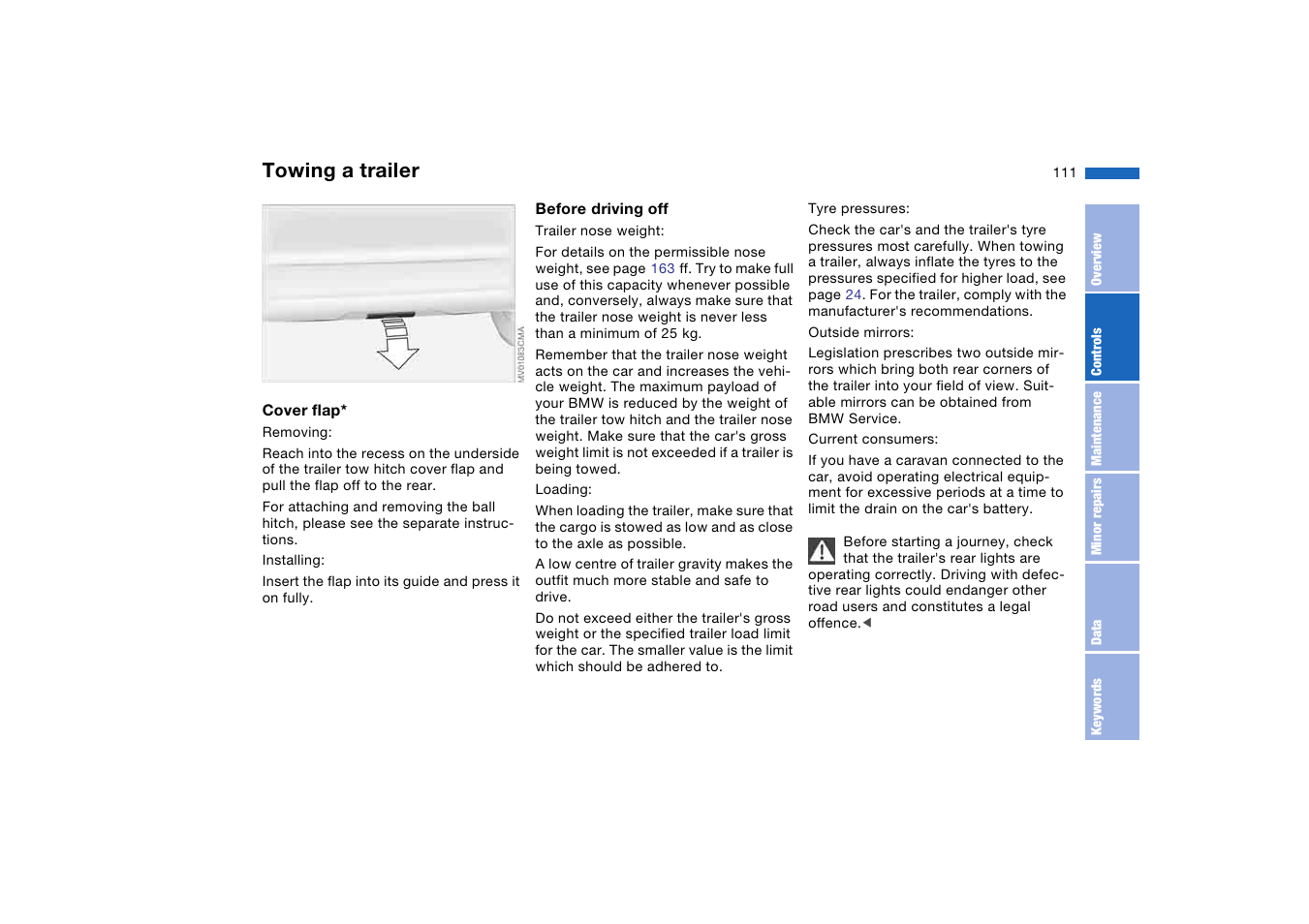 Towing a trailer | BMW AG User Manual | Page 111 / 186