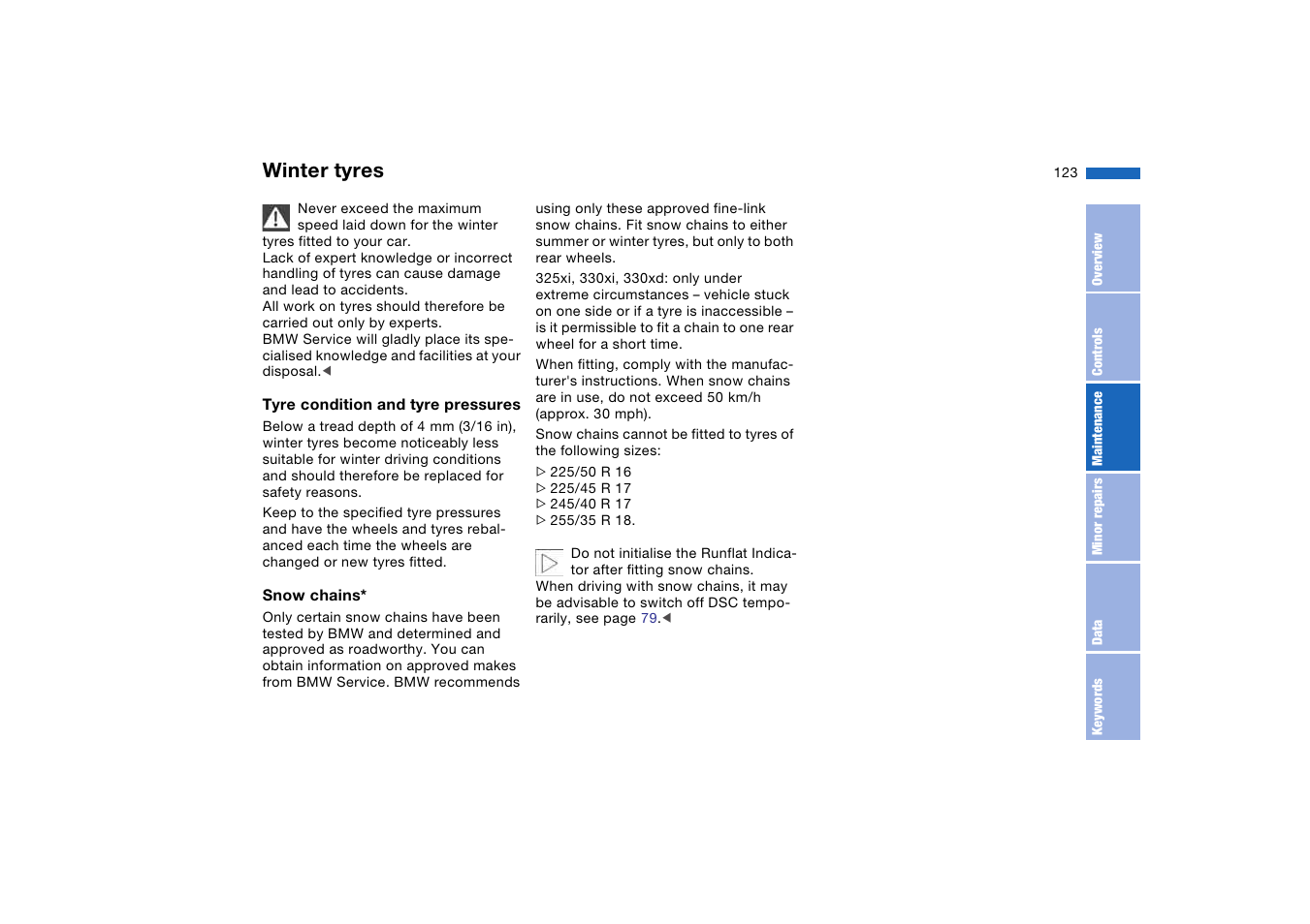 Winter tyres | BMW AG User Manual | Page 123 / 186