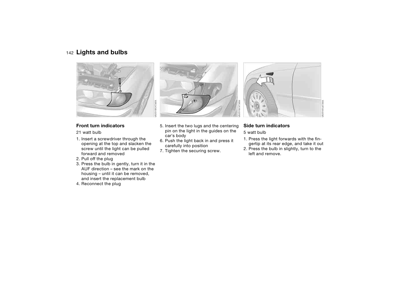 Lights and bulbs | BMW AG User Manual | Page 142 / 186