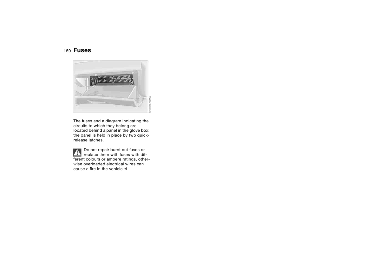 Fuses | BMW AG User Manual | Page 150 / 186