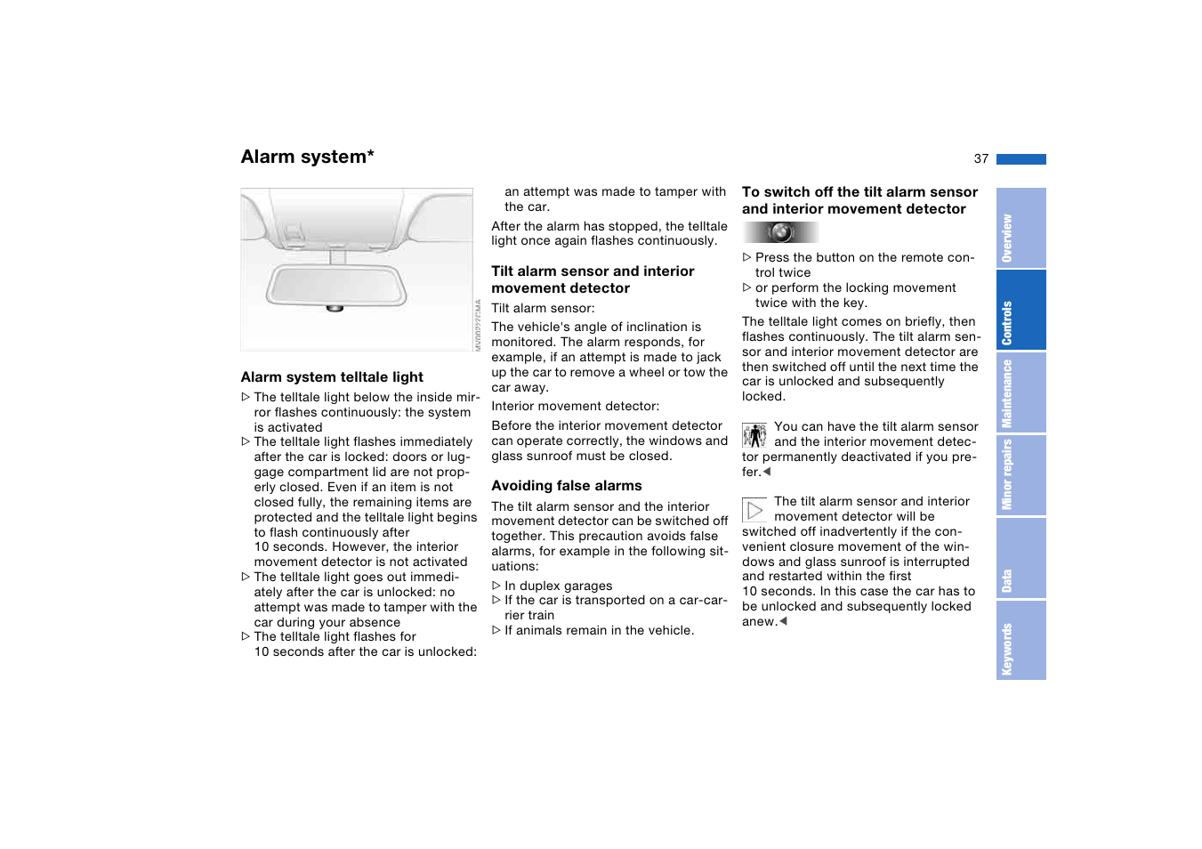 Alarm system | BMW AG User Manual | Page 37 / 186