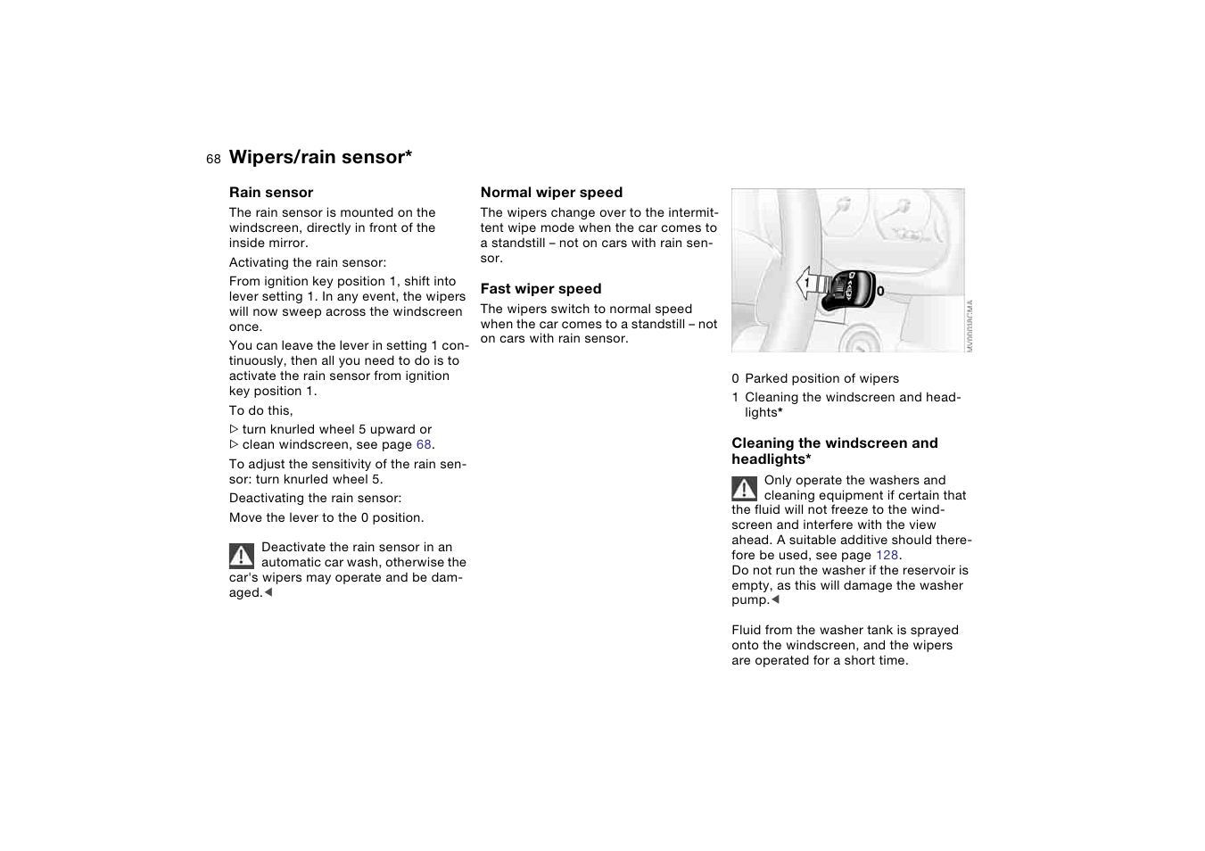 Wipers/rain sensor | BMW AG User Manual | Page 68 / 186