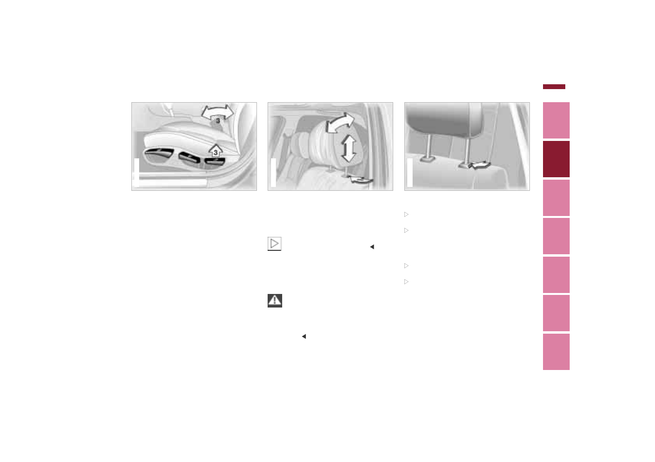 Head restraints, Mechanical seat head restraints | BMW 01 41 0 155 307 User Manual | Page 47 / 203