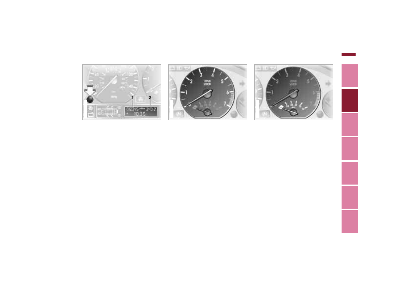 Odometer, Tachometer, Energy control | Trip odometer, Odometer tachometer energy control | BMW 01 41 0 155 307 User Manual | Page 73 / 203