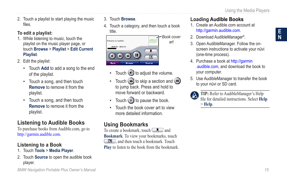 Listening to audible books | BMW Navigation Portable Plus User Manual | Page 21 / 40