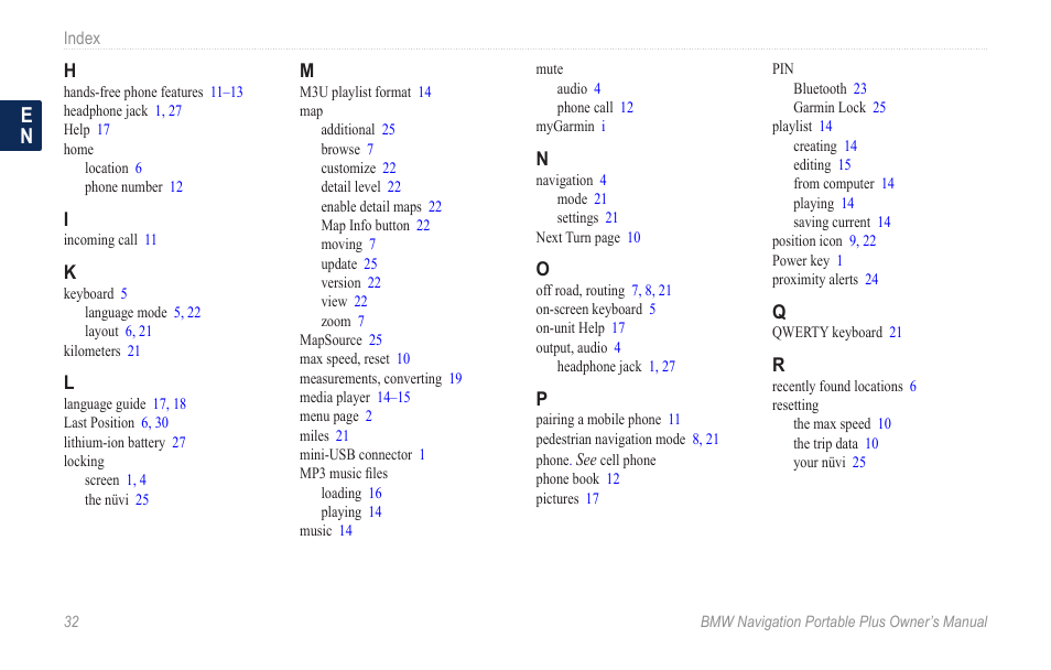 BMW Navigation Portable Plus User Manual | Page 38 / 40