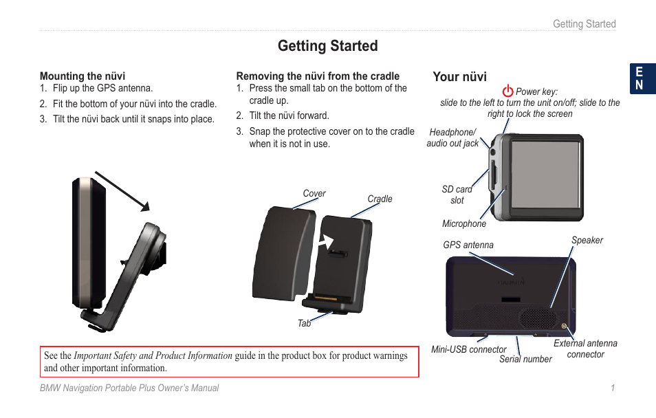 Getting started, Your nüvi | BMW Navigation Portable Plus User Manual | Page 7 / 40