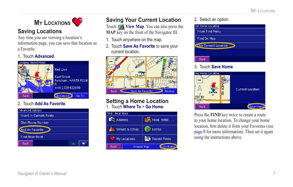 My locations, My.locations, Favorites. for more information, see | BMW III User Manual | Page 10 / 34