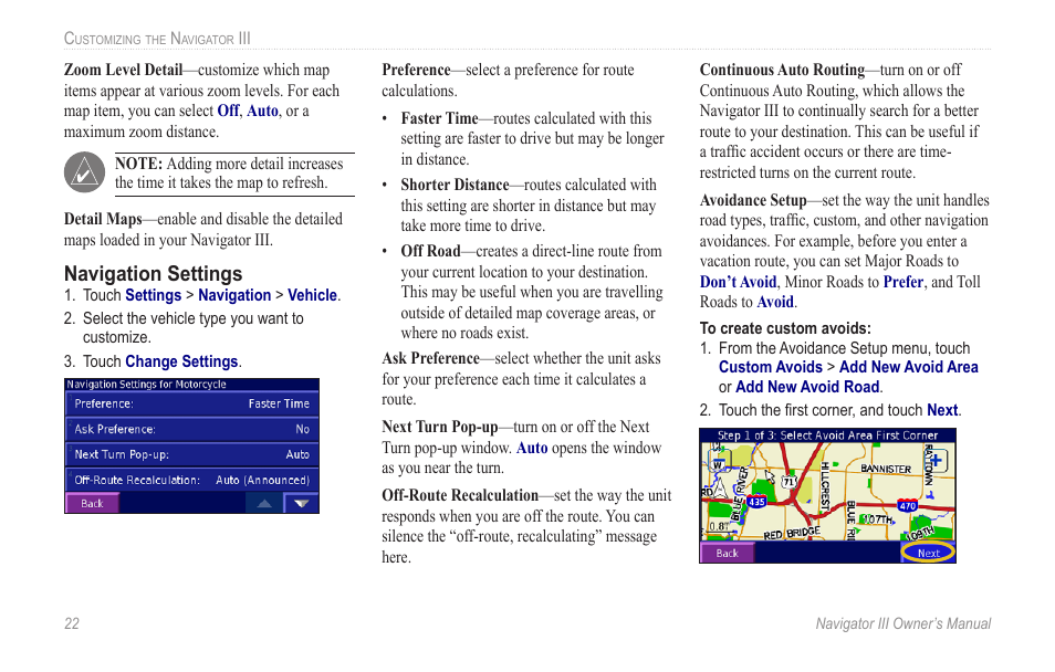 F road. see, Navigation settings | BMW III User Manual | Page 25 / 34