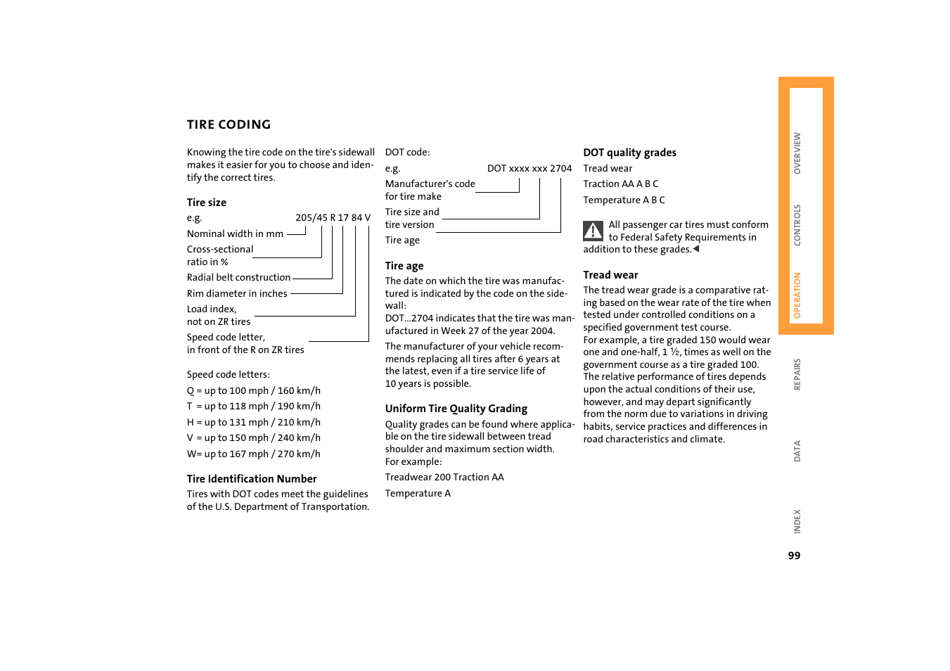 Tire coding | BMW 2004 Mini Convertible Cooper User Manual | Page 101 / 165