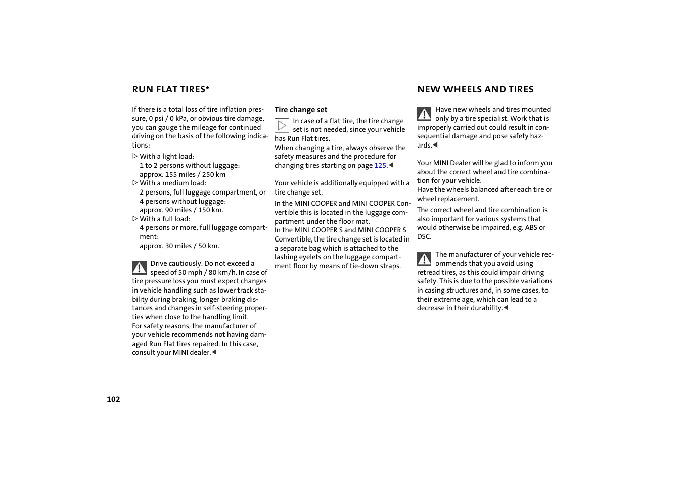 New wheels and tires | BMW 2004 Mini Convertible Cooper User Manual | Page 104 / 165