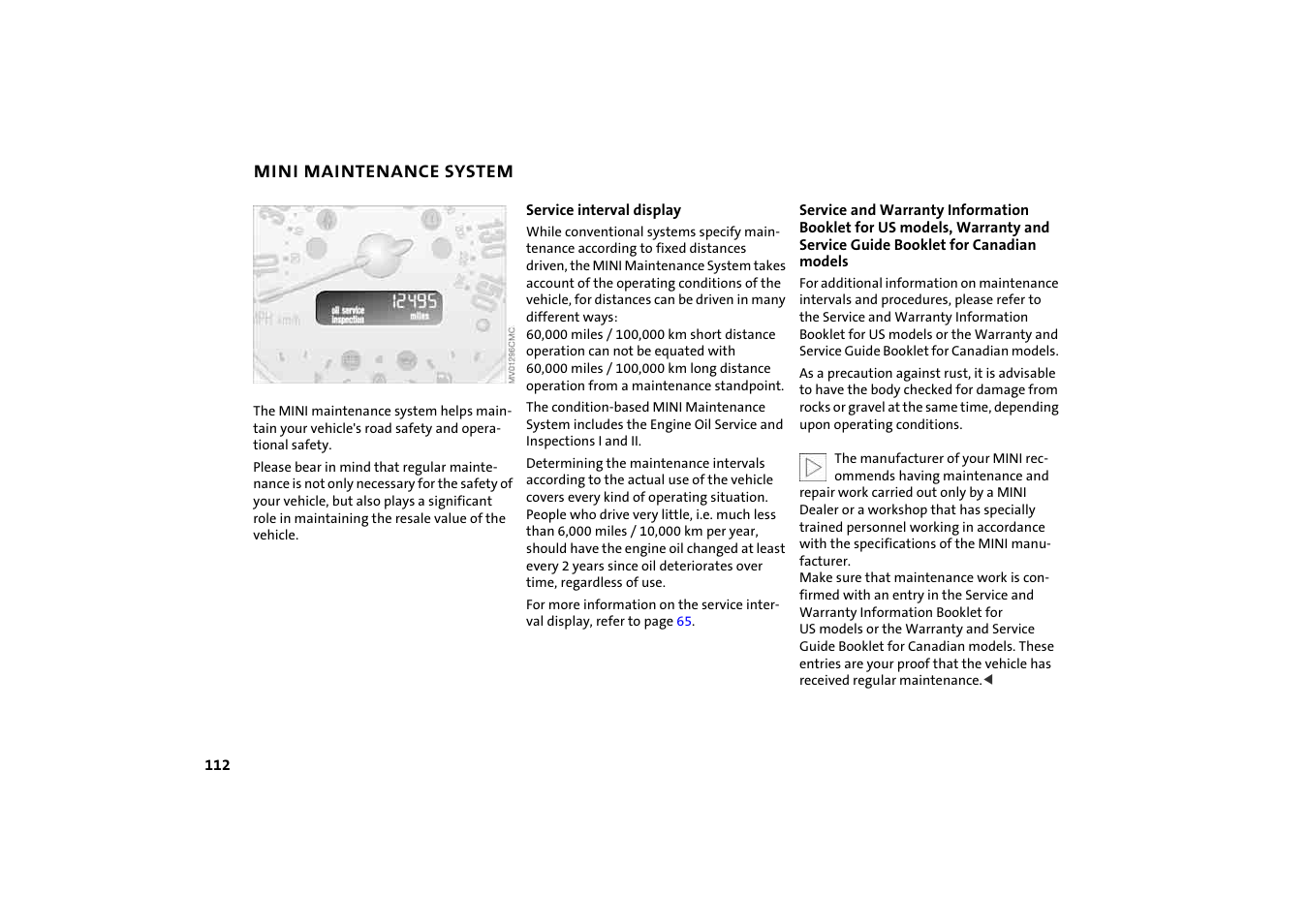 Mini maintenance system | BMW 2004 Mini Convertible Cooper User Manual | Page 114 / 165