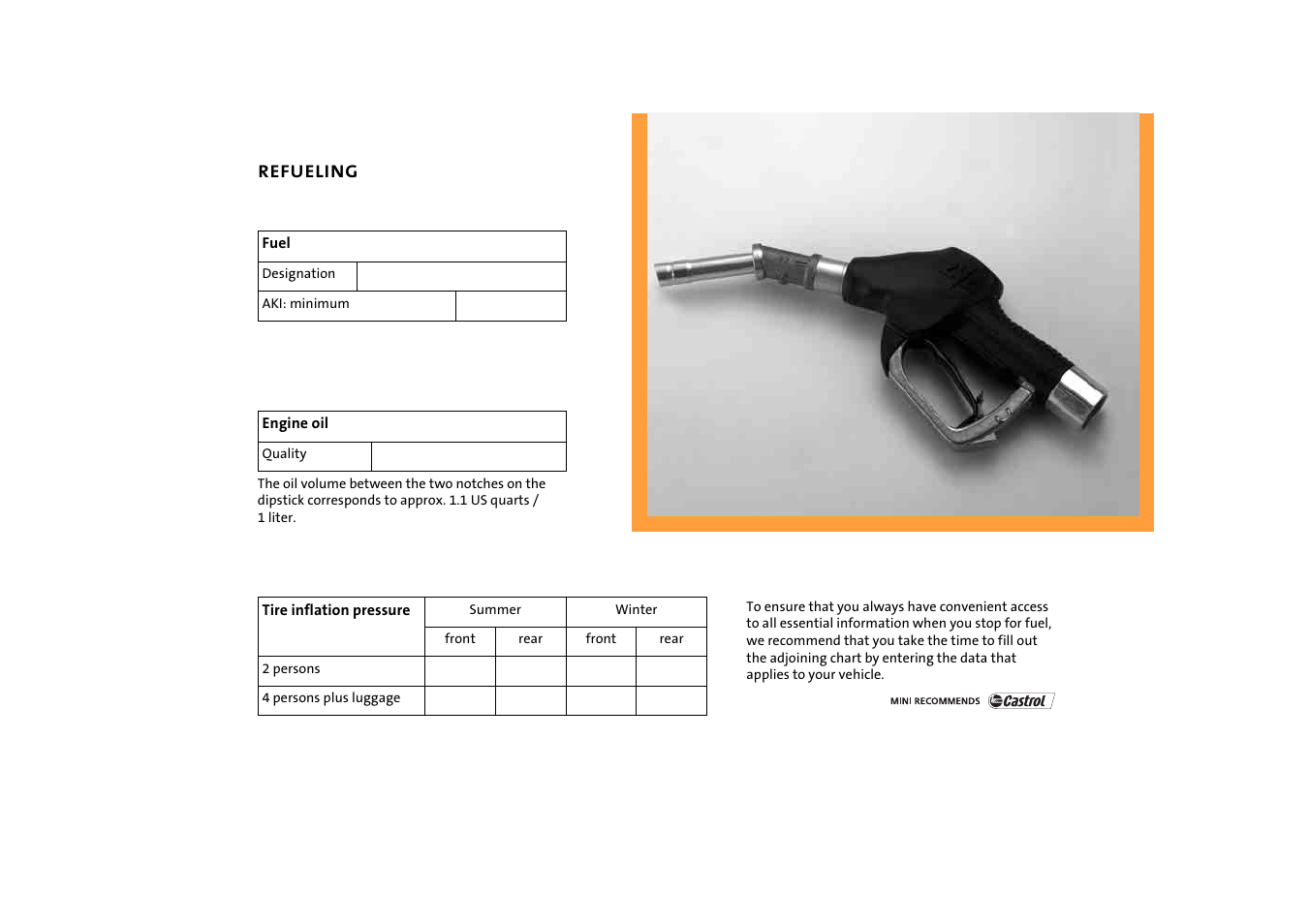Refueling | BMW 2004 Mini Convertible Cooper User Manual | Page 163 / 165