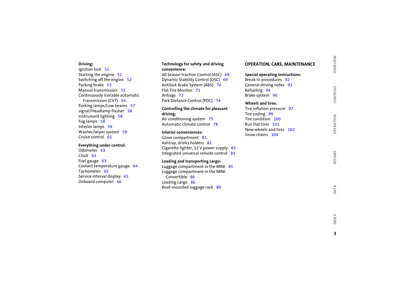 BMW 2004 Mini Convertible Cooper User Manual | Page 5 / 165