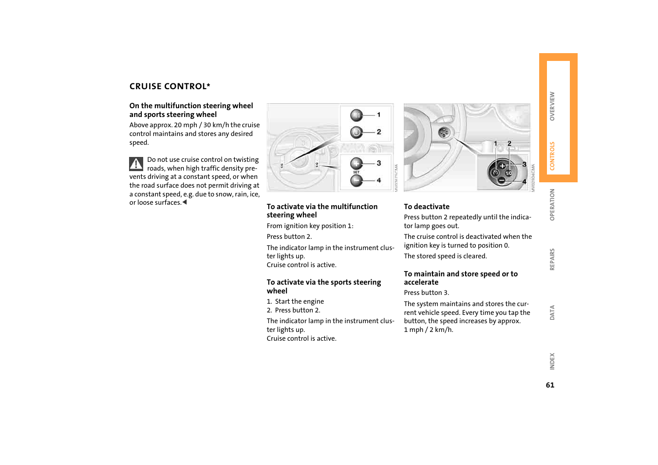 Cruise control, Ntrol | BMW 2004 Mini Convertible Cooper User Manual | Page 63 / 165