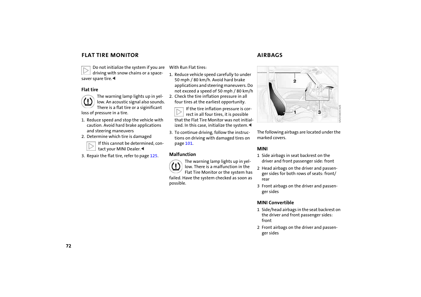 Airbags | BMW 2004 Mini Convertible Cooper User Manual | Page 74 / 165