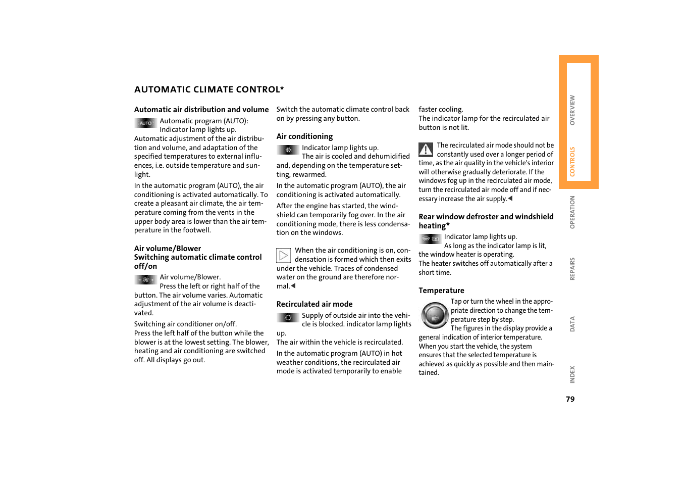 Mode, Temperature | BMW 2004 Mini Convertible Cooper User Manual | Page 81 / 165