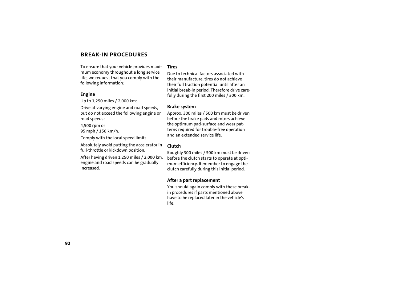 Break-in procedures | BMW 2004 Mini Convertible Cooper User Manual | Page 94 / 165