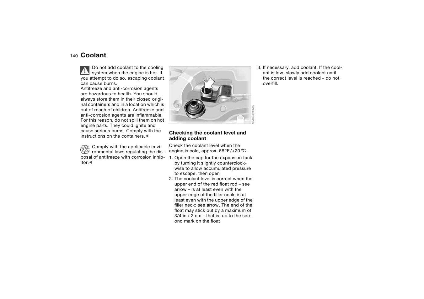 Coolant | BMW 330CI User Manual | Page 140 / 186