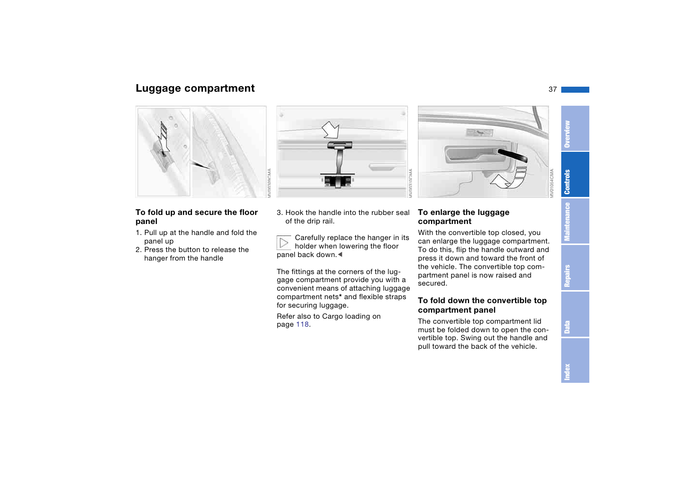 Luggage compartment | BMW 330CI User Manual | Page 37 / 186