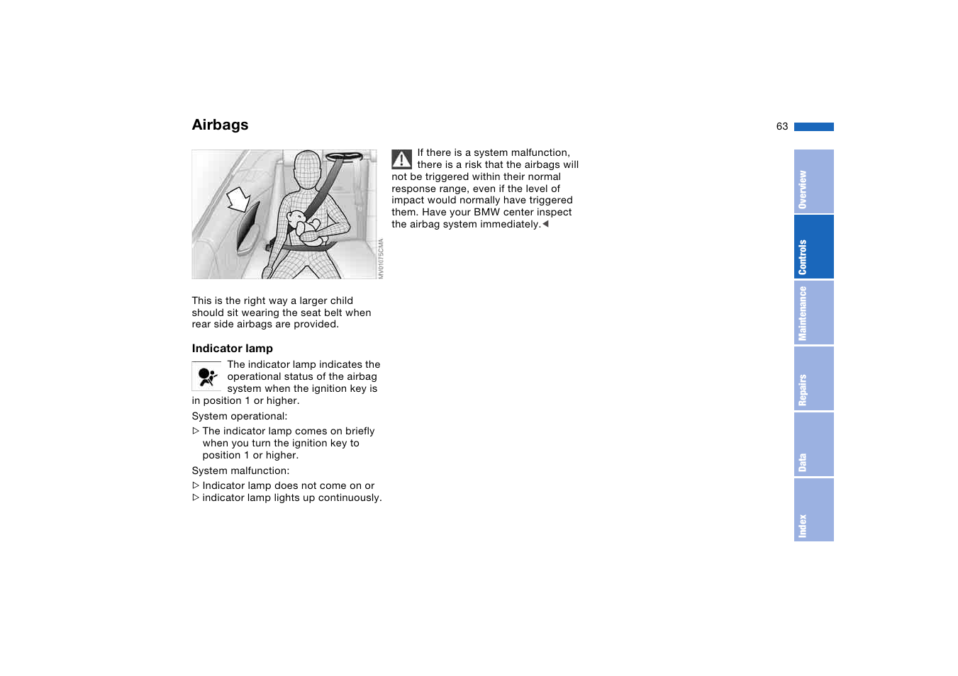 Airbags | BMW 330CI User Manual | Page 63 / 186