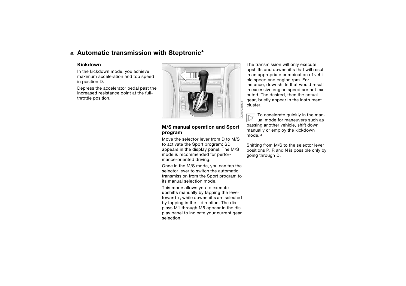 Automatic transmission with steptronic | BMW 330CI User Manual | Page 80 / 186