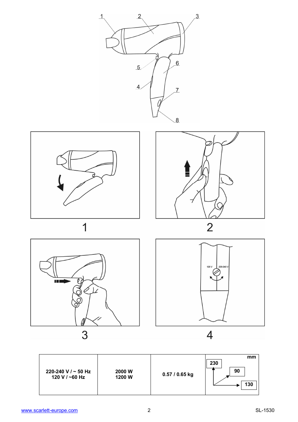 Scarlett SL-1530 User Manual | Page 2 / 13