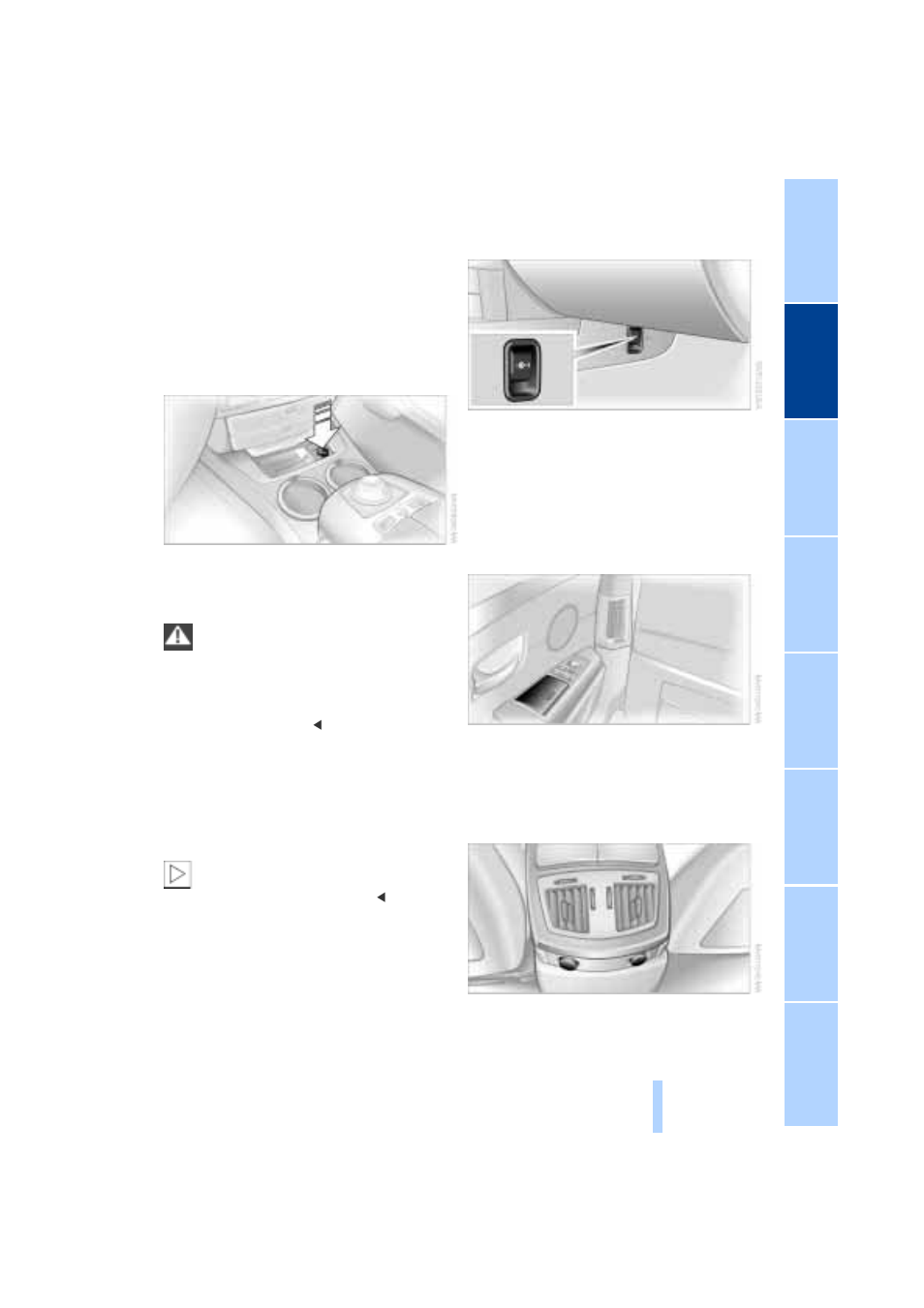 Cigarette lighter, front, Power socket, Ashtray, rear | Cigarette lighter, rear | BMW 745I User Manual | Page 121 / 229