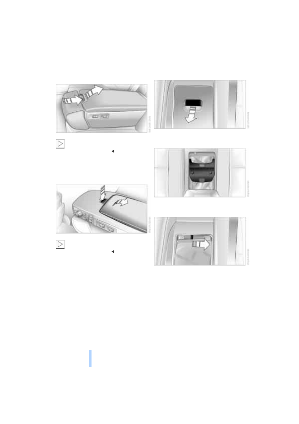 Center armrest, Ski bag, Practical interior accessories | BMW 745I User Manual | Page 122 / 229