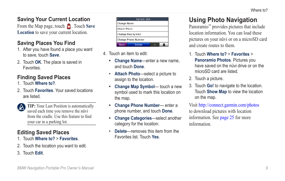 Using photo navigation | BMW Navigation Portable Pro User Manual | Page 15 / 56