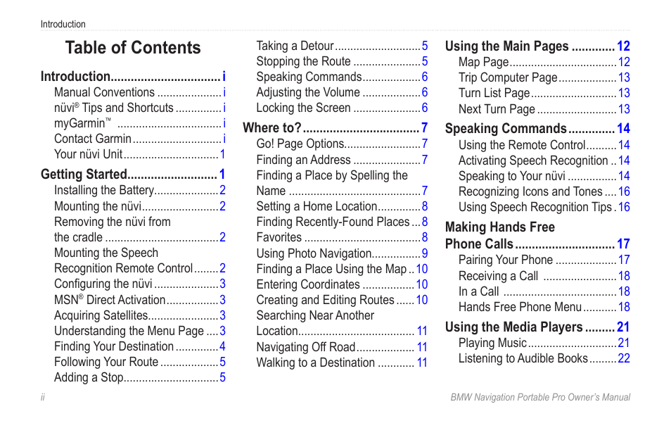 BMW Navigation Portable Pro User Manual | Page 4 / 56