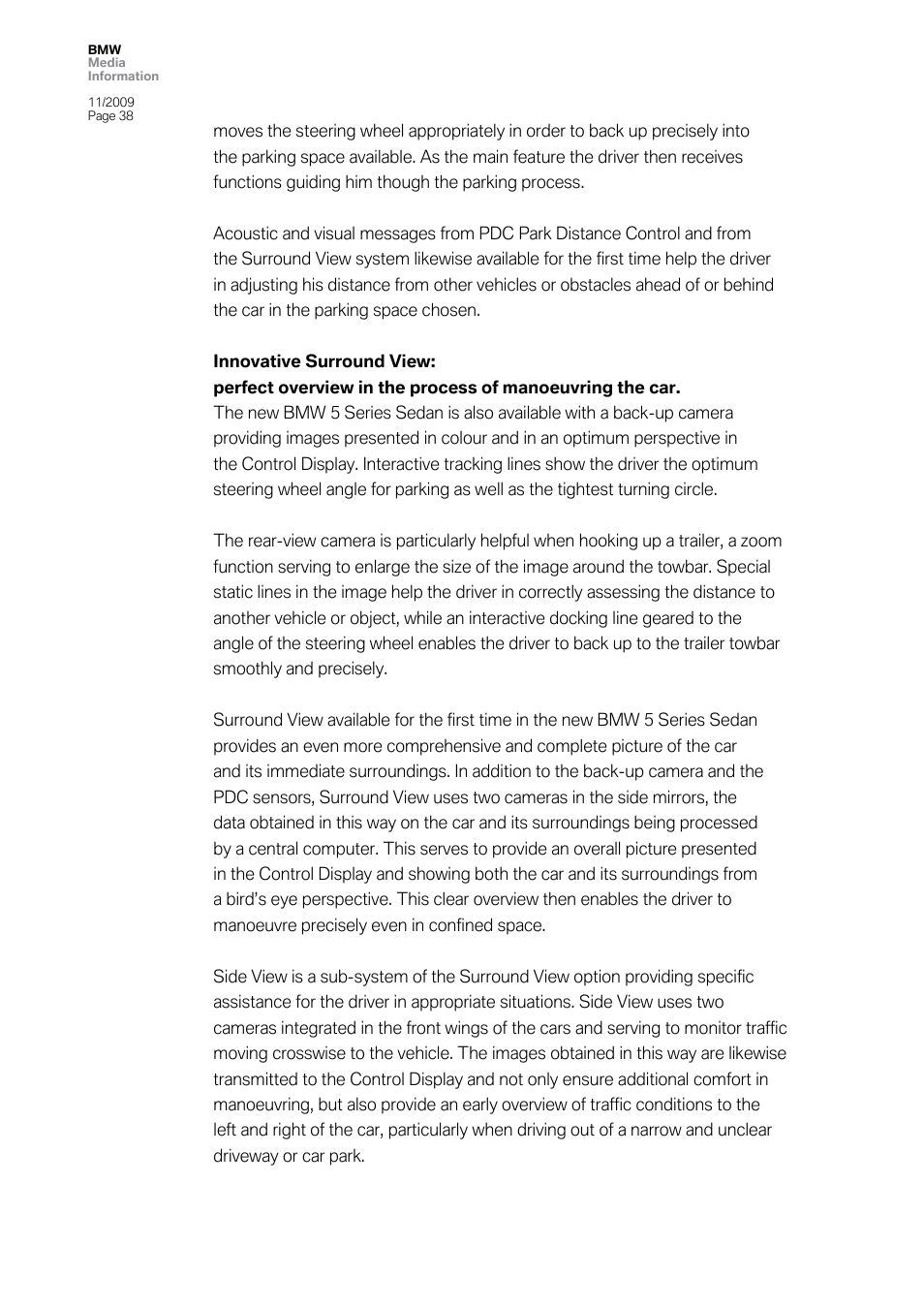 BMW 5 User Manual | Page 38 / 80