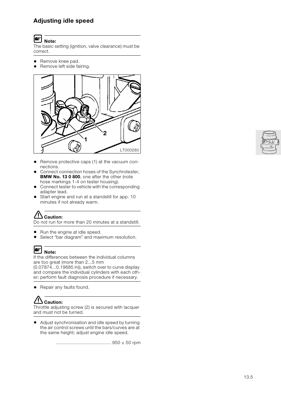 Adjusting idle speed | BMW K 1100 LT/RS User Manual | Page 123 / 364