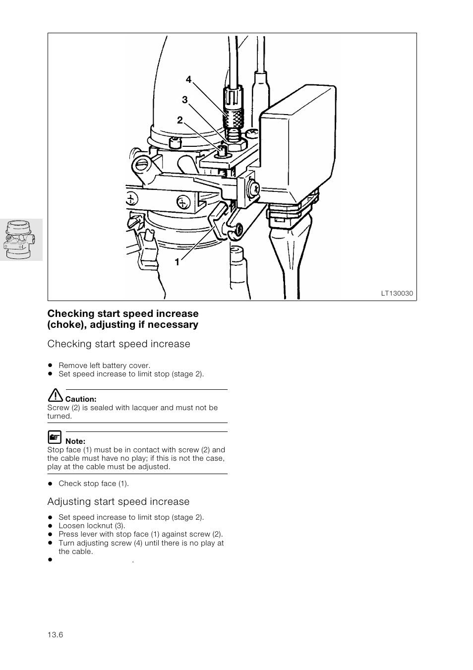 Checking start speed increase (choke), adjusting i, Checking start speed increase, Adjusting start speed increase | BMW K 1100 LT/RS User Manual | Page 124 / 364