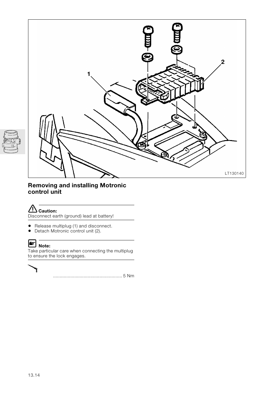 Removing and installing motronic control unit | BMW K 1100 LT/RS User Manual | Page 132 / 364