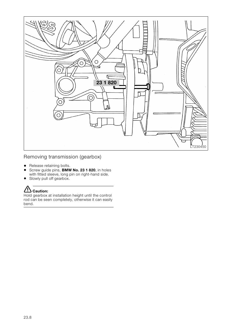 Removing transmission (gearbox) | BMW K 1100 LT/RS User Manual | Page 182 / 364