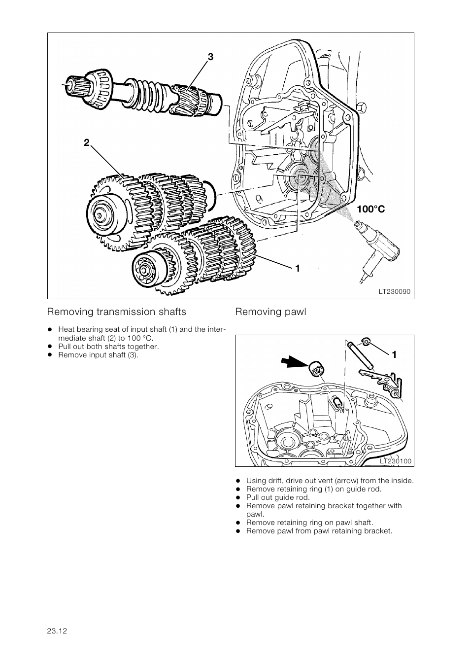 Removing transmission shafts, Removing pawl | BMW K 1100 LT/RS User Manual | Page 186 / 364