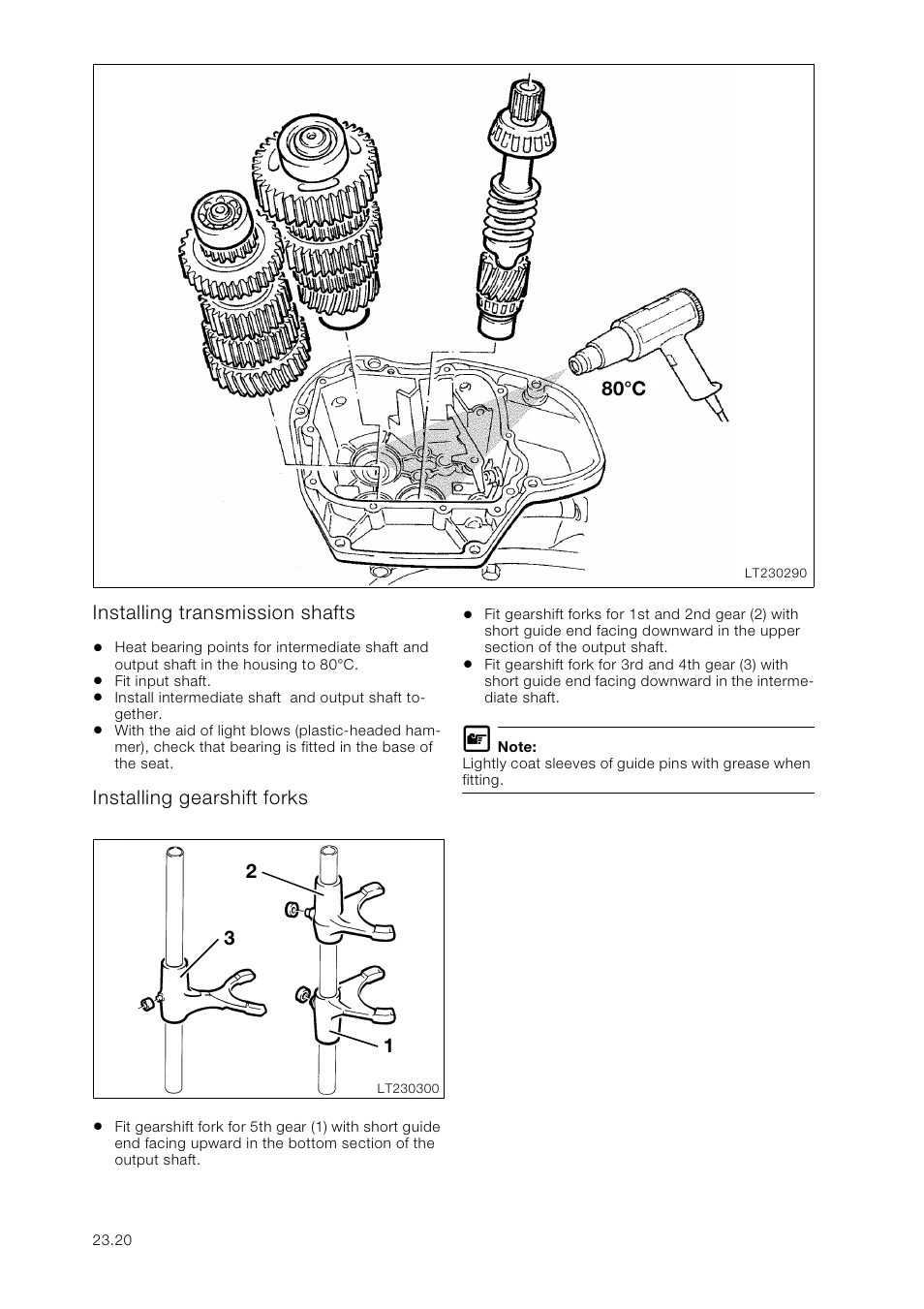 Installing transmission shafts, Installing gearshift forks | BMW K 1100 LT/RS User Manual | Page 194 / 364