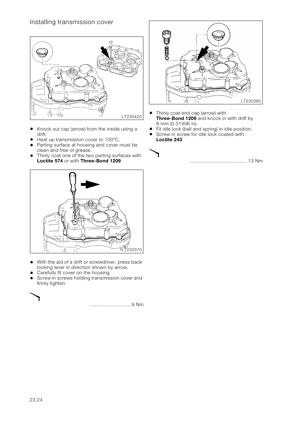 Installing transmission cover | BMW K 1100 LT/RS User Manual | Page 198 / 364