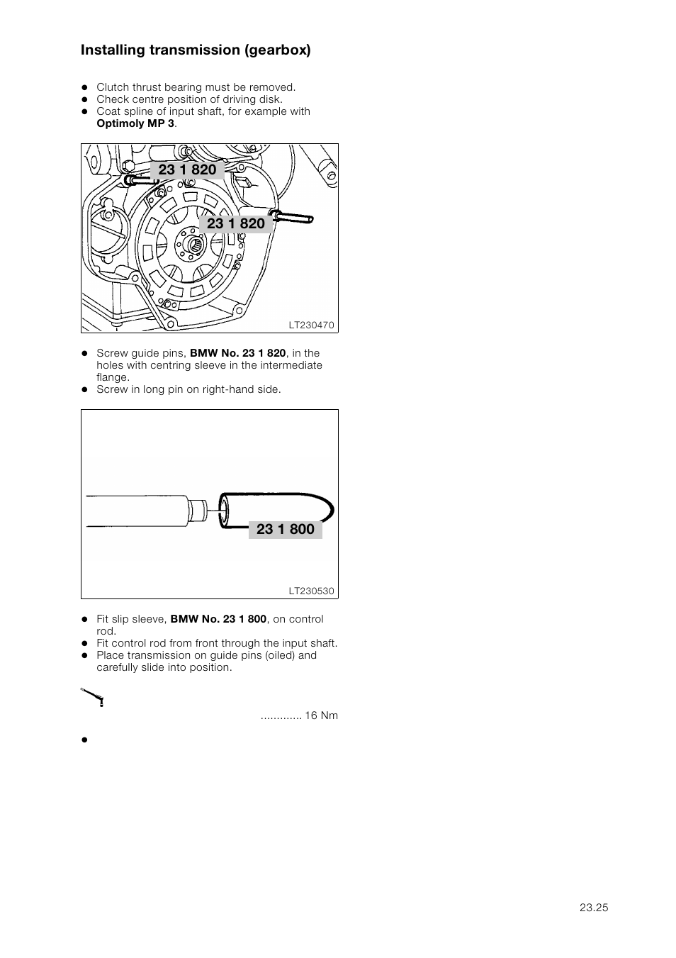 Installing transmission (gearbox) | BMW K 1100 LT/RS User Manual | Page 199 / 364