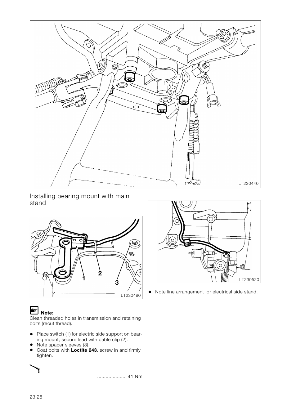 Installing bearing mount with main stand | BMW K 1100 LT/RS User Manual | Page 200 / 364