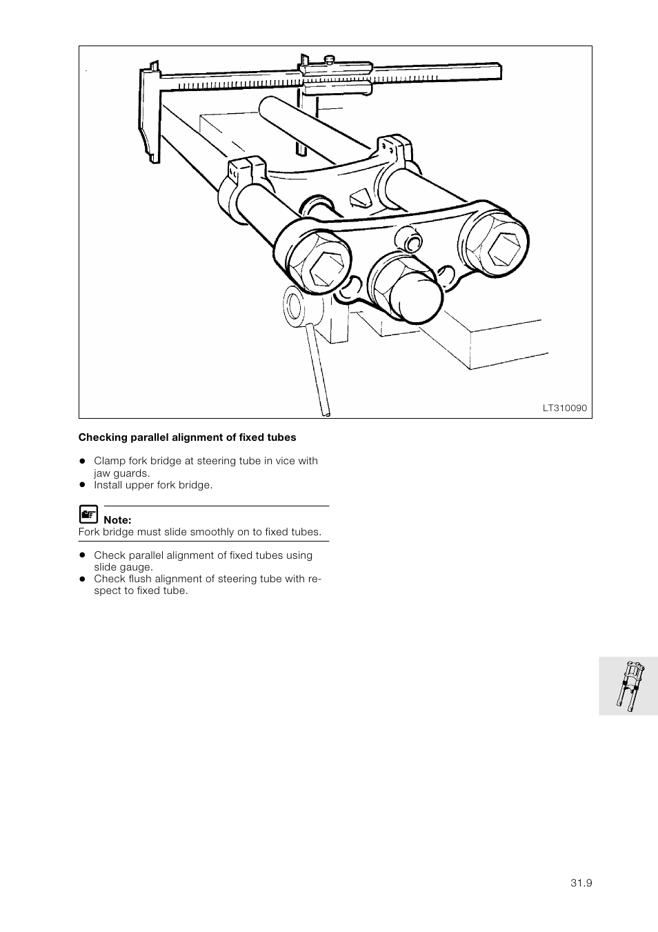 Checking parallel alignment of fixed tubes | BMW K 1100 LT/RS User Manual | Page 211 / 364