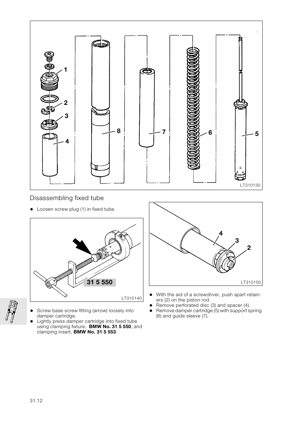 Disassembling fixed tube | BMW K 1100 LT/RS User Manual | Page 214 / 364