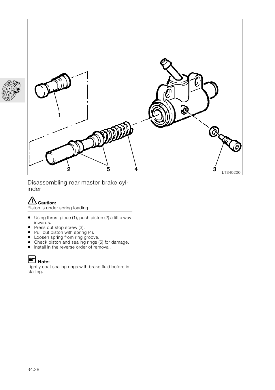 Disassembling rear master brake cylinder | BMW K 1100 LT/RS User Manual | Page 286 / 364