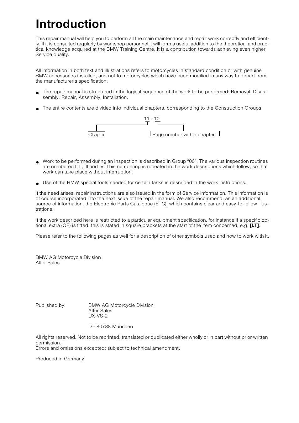 Introduction | BMW K 1100 LT/RS User Manual | Page 3 / 364