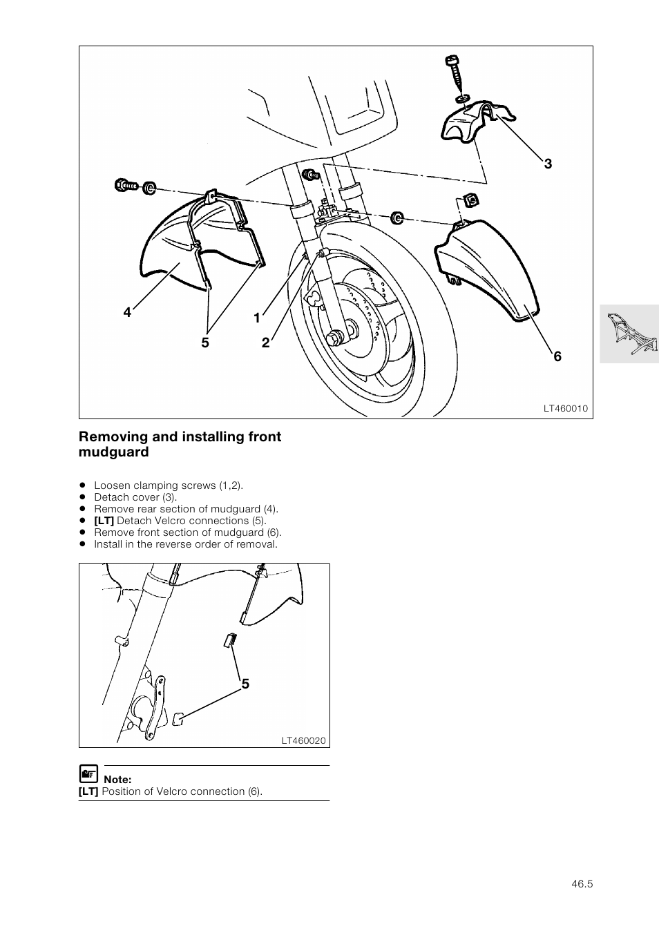 Removing and installing front mudguard, Removing and installing front mudguard | BMW K 1100 LT/RS User Manual | Page 307 / 364