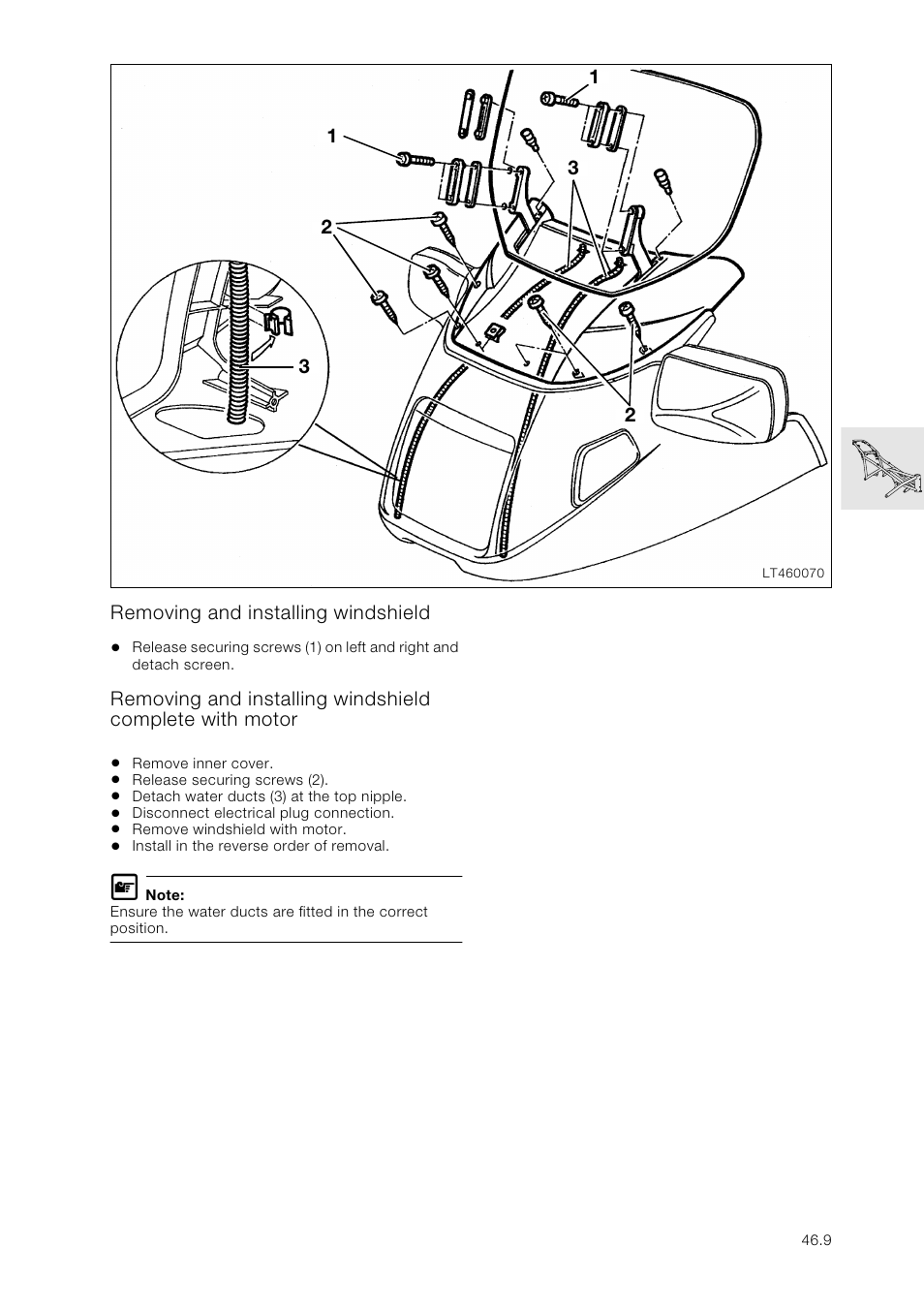 Removing and installing windshield, Removing and installing windshield complete with m | BMW K 1100 LT/RS User Manual | Page 311 / 364