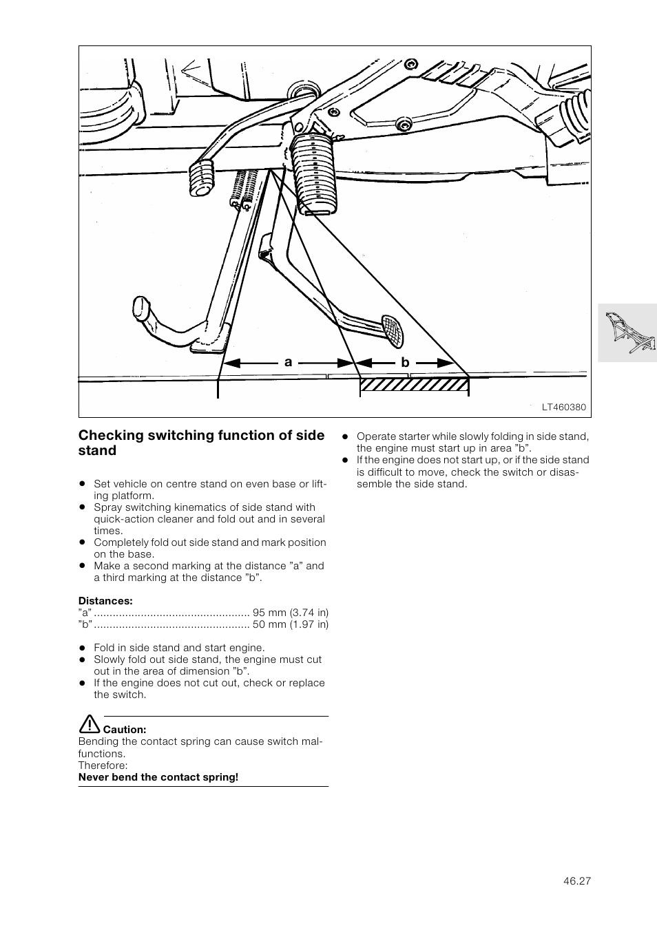 Checking switching function of side stand | BMW K 1100 LT/RS User Manual | Page 329 / 364