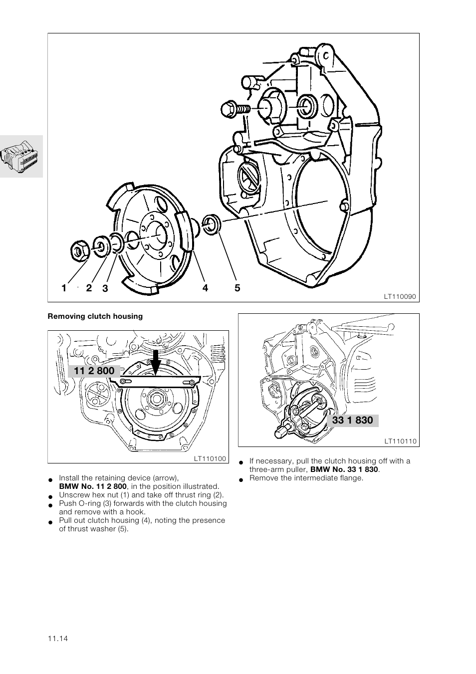 Removing clutch housing | BMW K 1100 LT/RS User Manual | Page 48 / 364